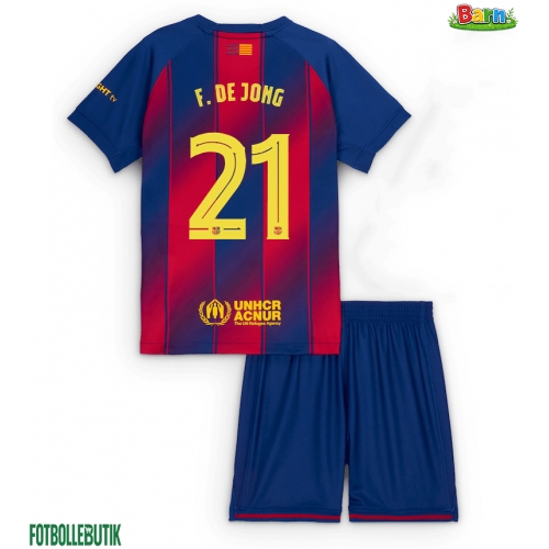 Barcelona Frenkie de Jong #21 Hemmaställ Barn 2025-26 Kortärmad (+ Korta byxor)